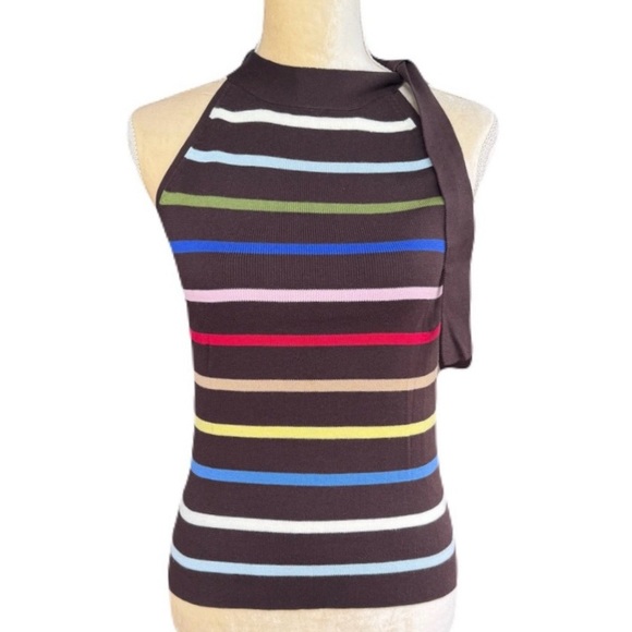 Old Navy Women’s Retro Stripe Halter Top Sleeveless Knit Multi-Color Size M - Picture 1 of 8
